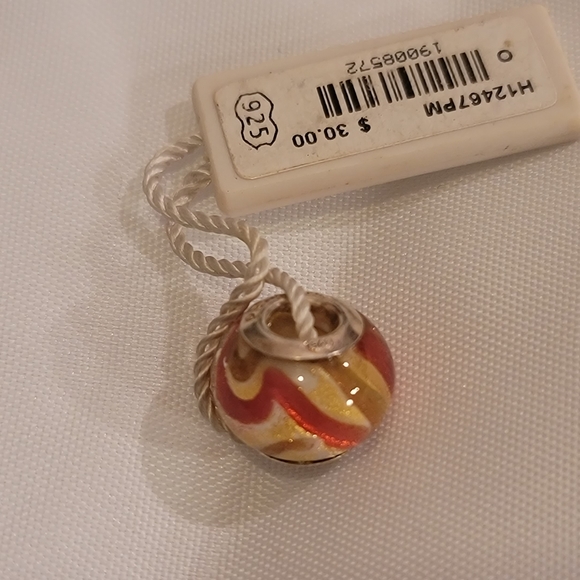Persona Murano Glass Sterling Silver 925 Peach, Pink, Orange & Gold Charm Bead - Picture 2 of 3